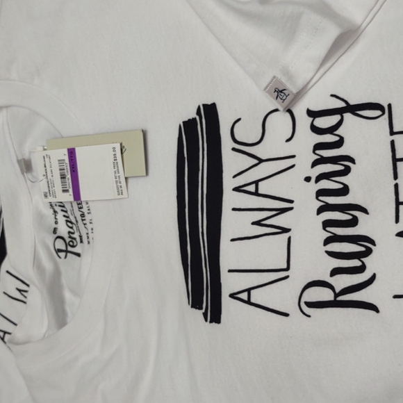 Always Running Latte Late White Penguin Men's T Shirt Coffee Humor Graphic XXL - Picture 3 of 5